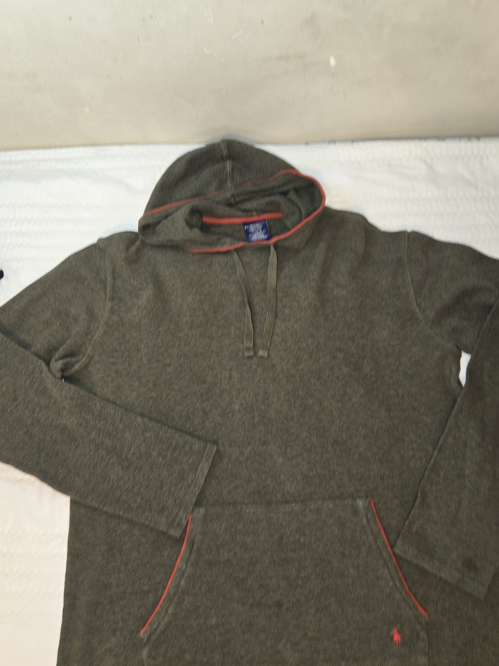 Polo by Ralph Lauren Olive Green Sleepwear  Pullover hoodie with Red Trim
